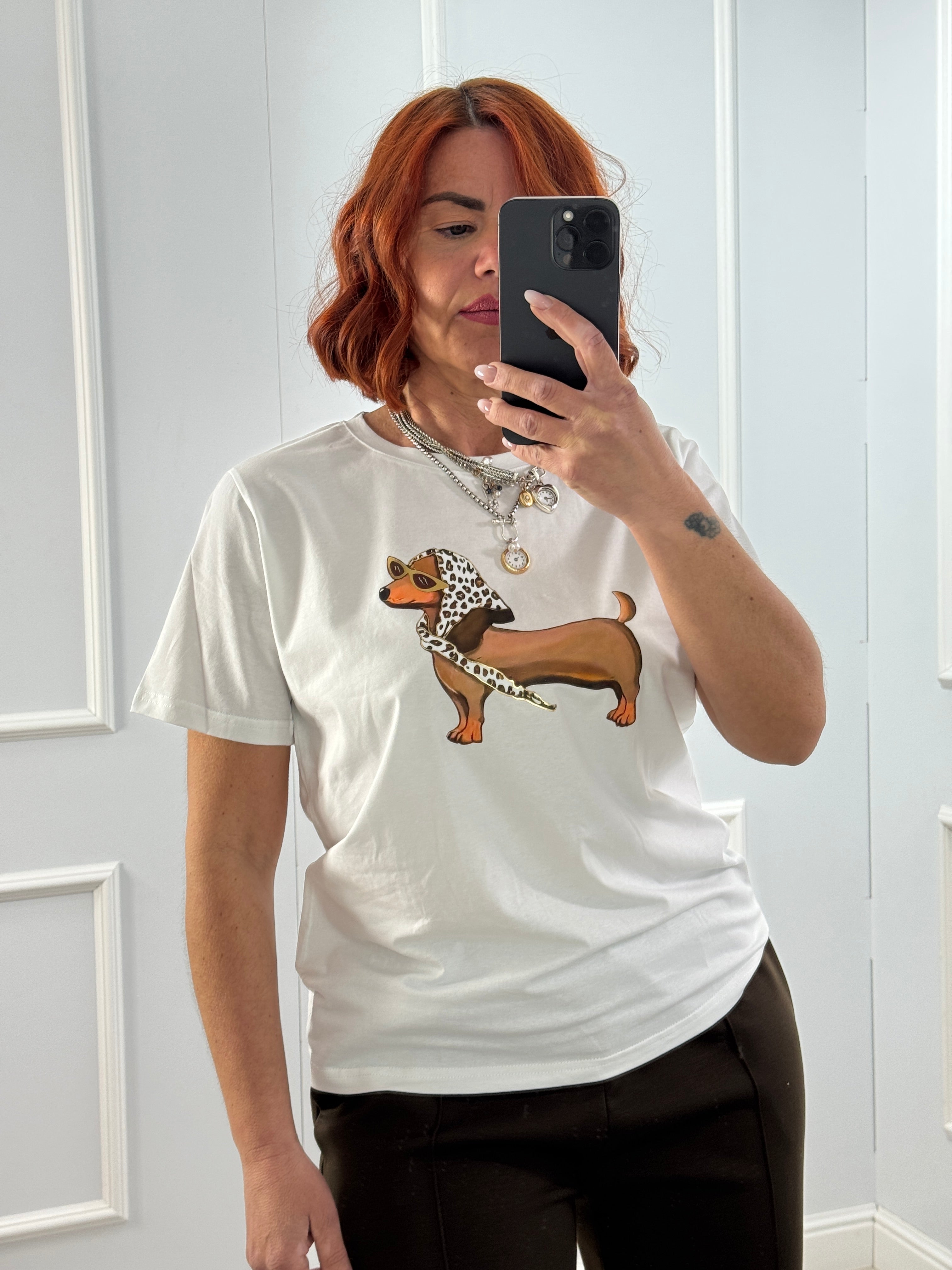 T-SHIRT BASSOTTO ANIMALIER